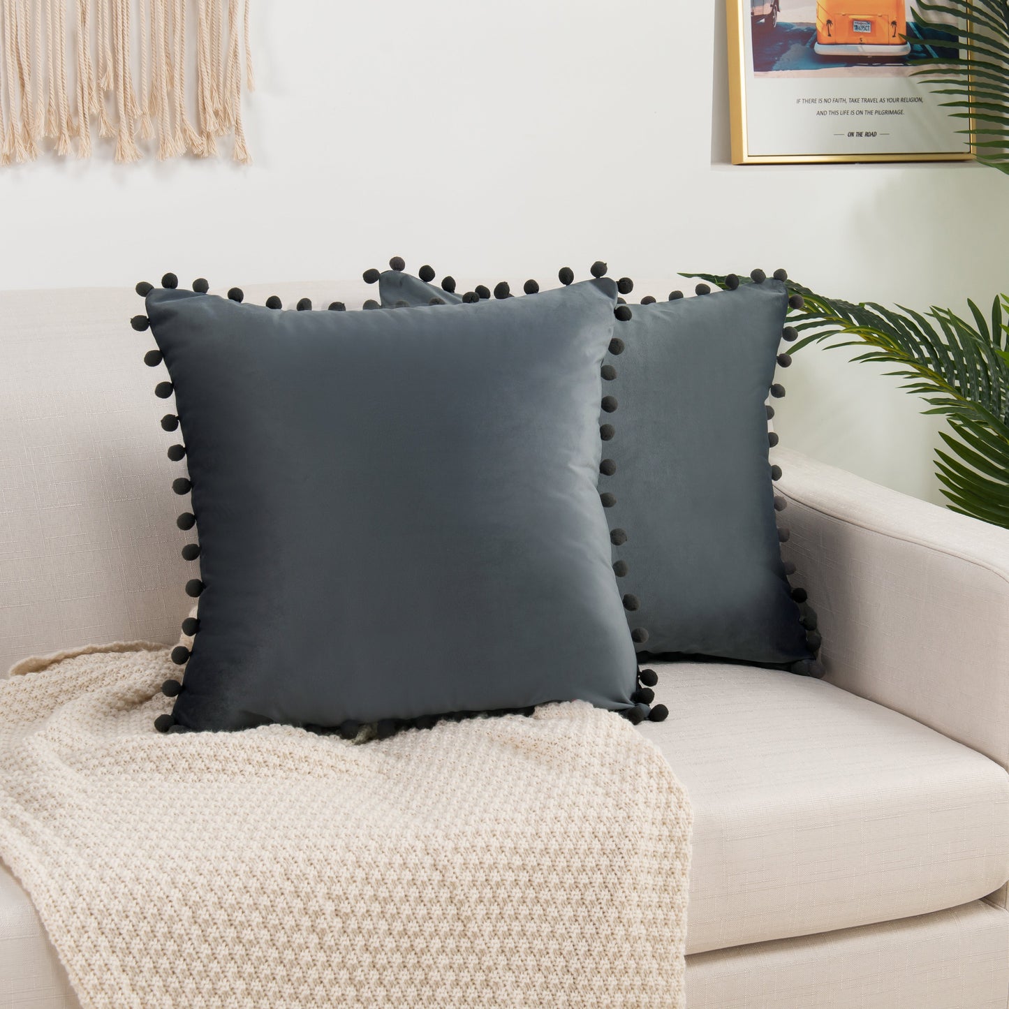 Luxury Bedding Outlet Pom-Pom Throw Pillow Covers