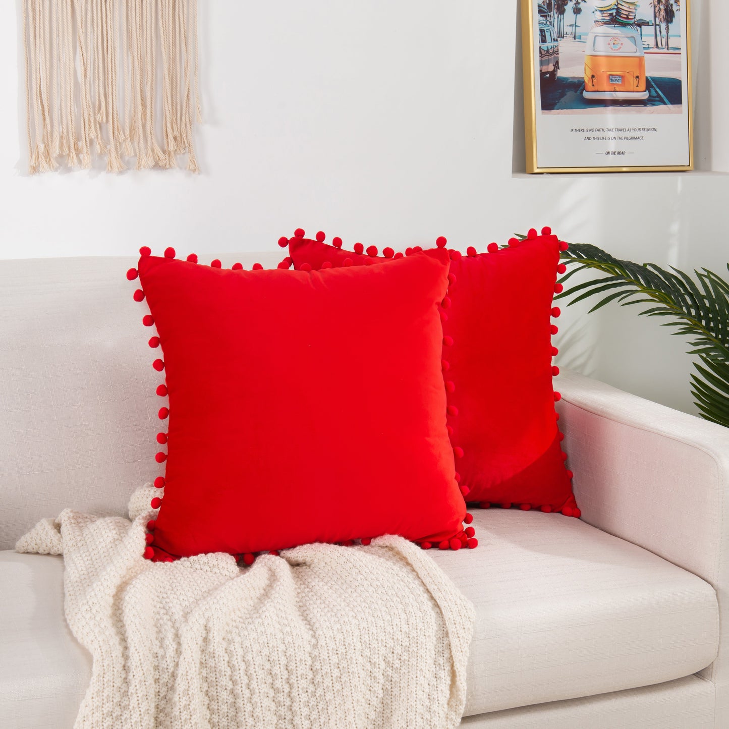 Luxury Bedding Outlet Pom-Pom Throw Pillow Covers