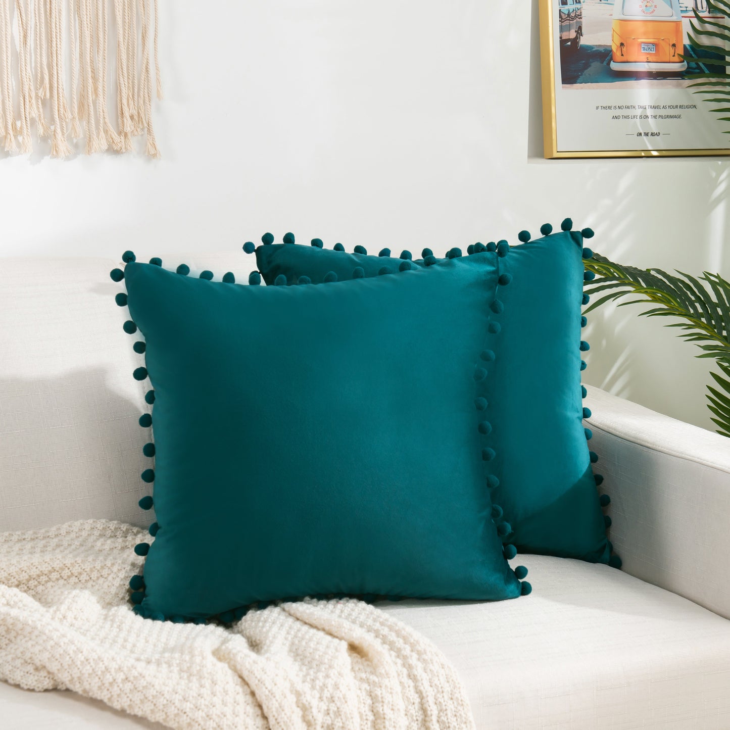 Luxury Bedding Outlet Pom-Pom Throw Pillow Covers