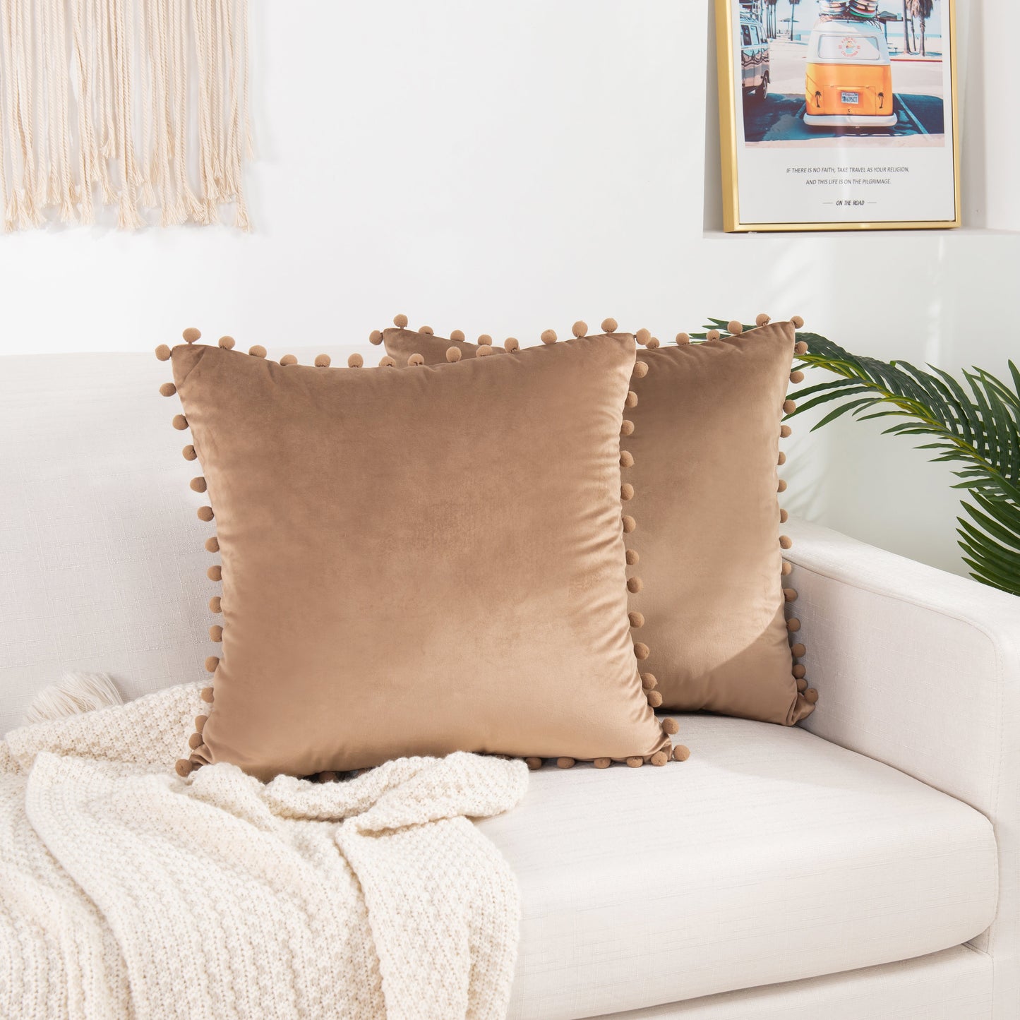 Luxury Bedding Outlet Pom-Pom Throw Pillow Covers