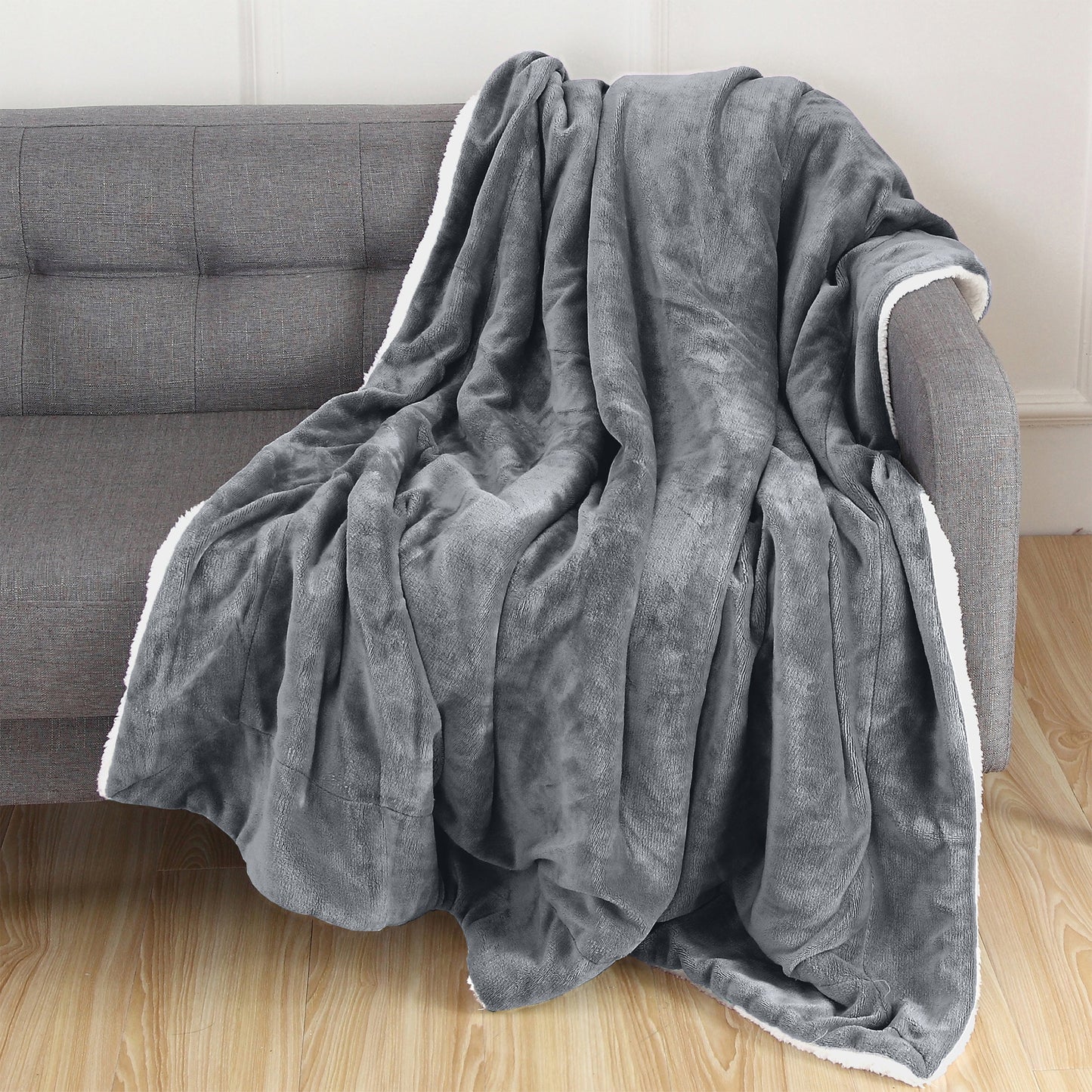 Luxury Bedding Outlet 50" x 60" Reversible Sherpa Throw Blanket