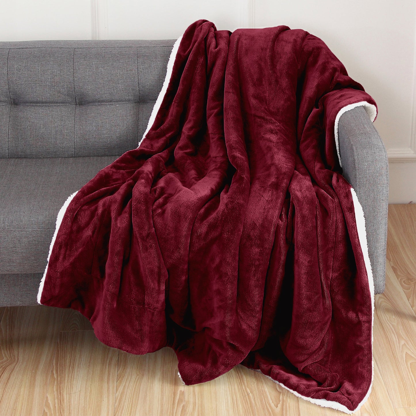 Luxury Bedding Outlet 50" x 60" Reversible Sherpa Throw Blanket