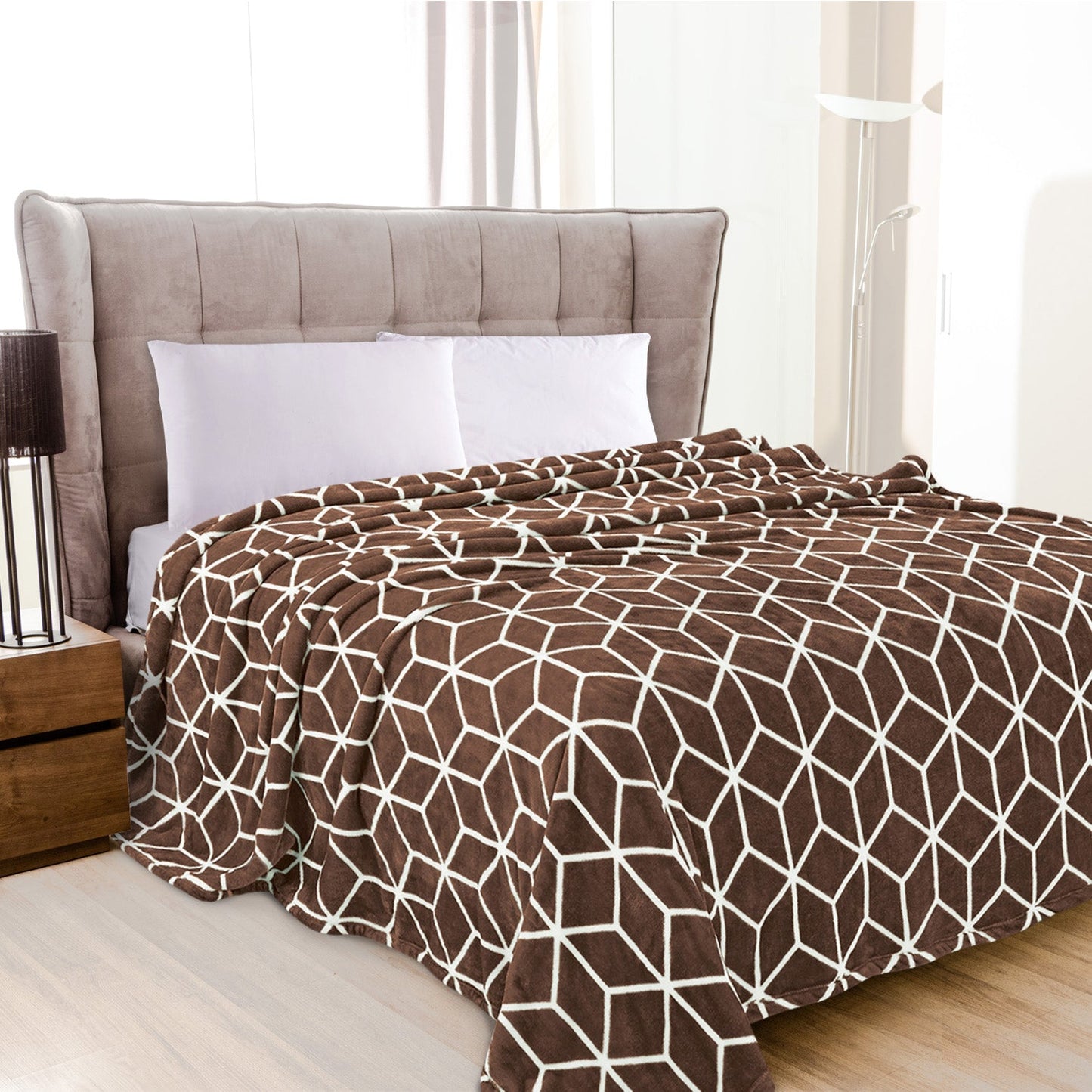 Luxury Bedding Outlet Geometric Pattern Flannel Fleece Blanket