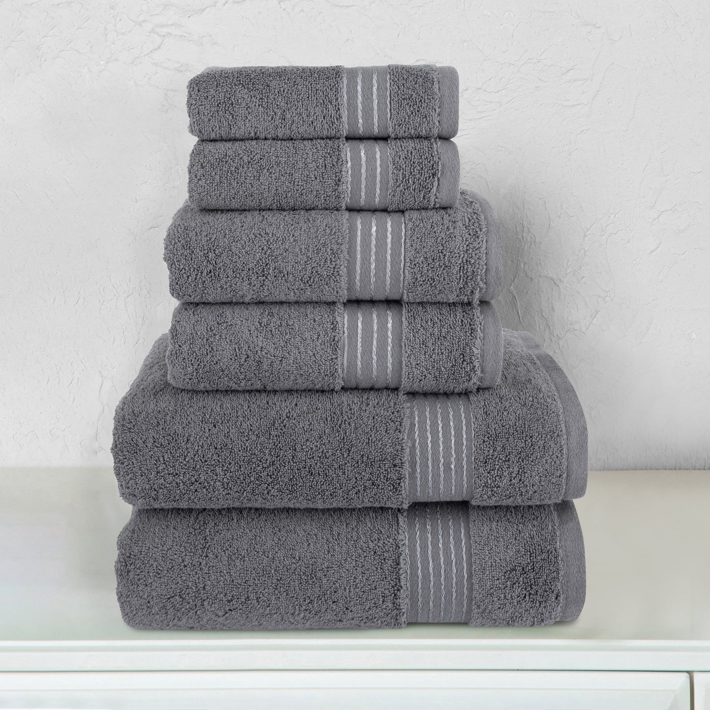 Luxury Bedding Outlet 680 GSM Premium 6-Piece Turkish Cotton Towel Set