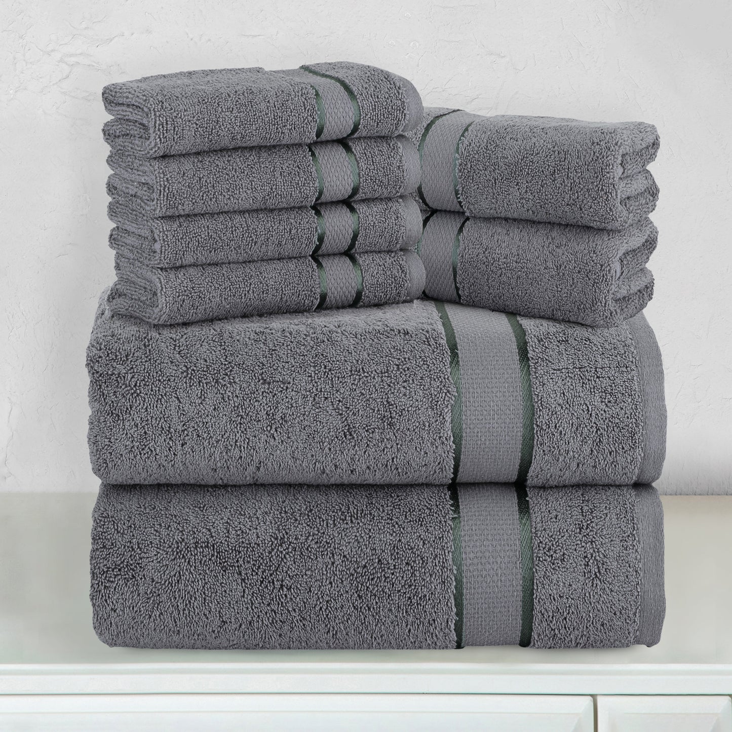 Luxury Bedding Outlet 680 GSM Premium 8-Piece Turkish Cotton Towel Set