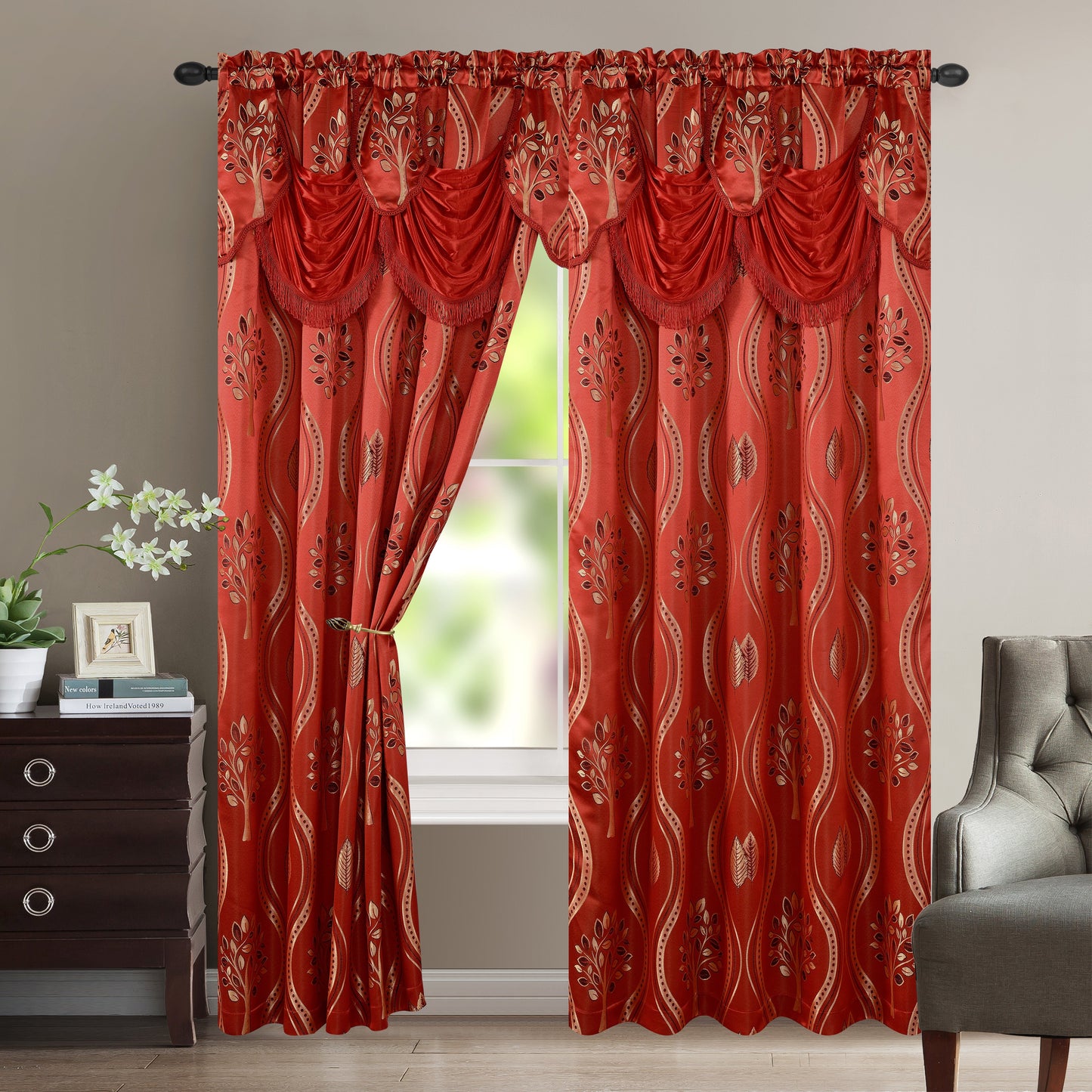 Luxury Bedding Outlet Attached Valance Aurora Curtain Panels