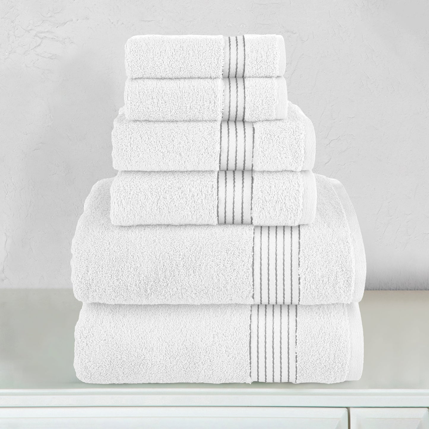 Luxury Bedding Outlet 680 GSM Premium 6-Piece Turkish Cotton Towel Set