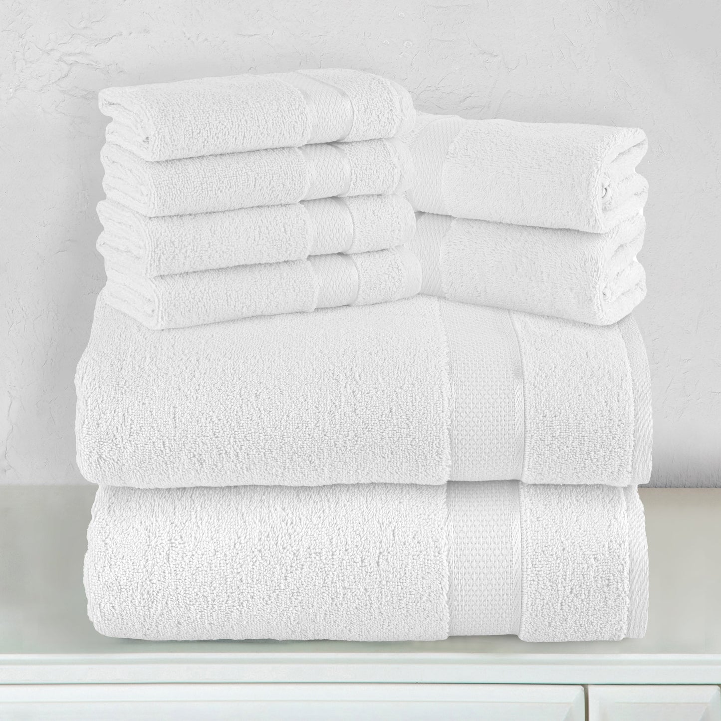 Luxury Bedding Outlet 680 GSM Premium 8-Piece Turkish Cotton Towel Set