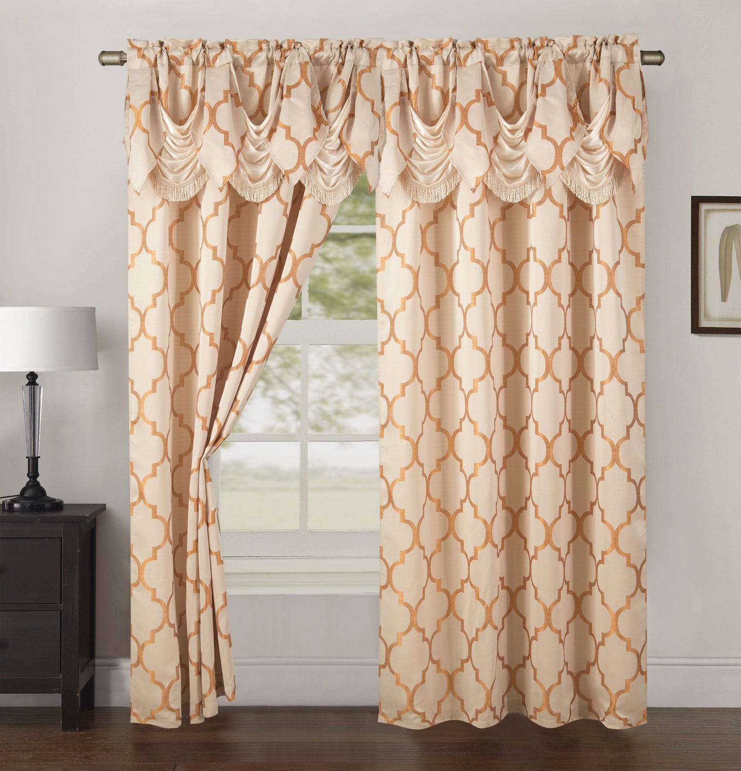 Luxury Bedding Outlet Quatrefoil Jacquard Look Curtain Panels