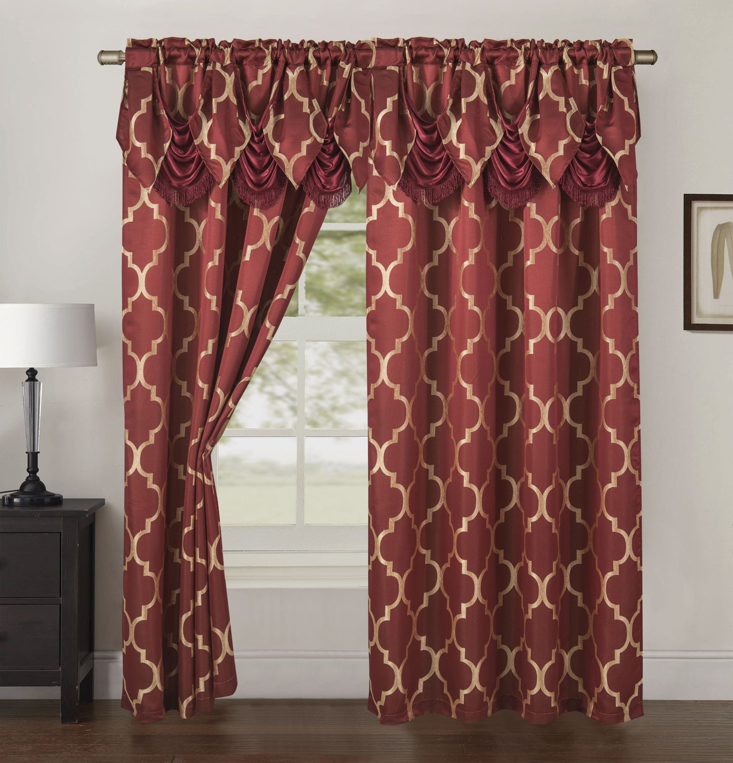 Luxury Bedding Outlet Quatrefoil Jacquard Look Curtain Panels