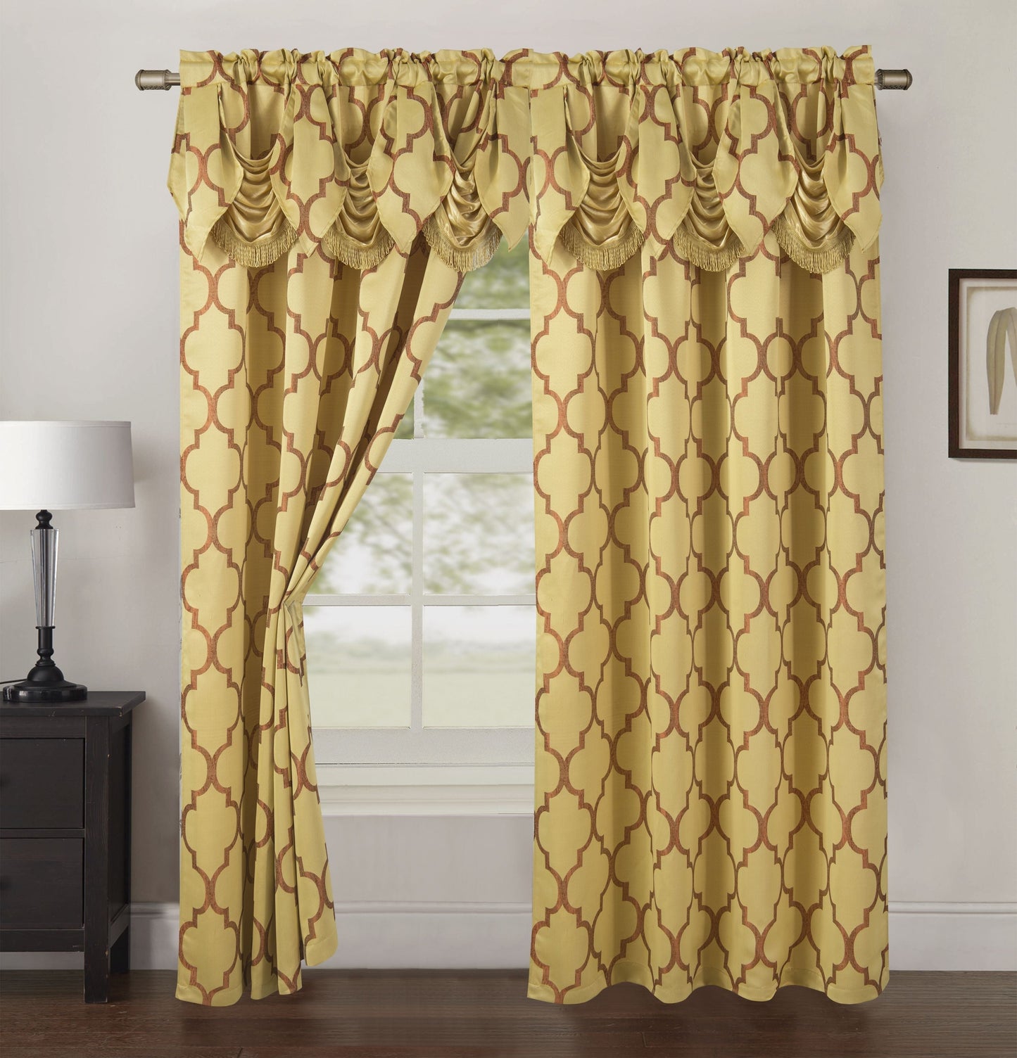 Luxury Bedding Outlet Quatrefoil Jacquard Look Curtain Panels