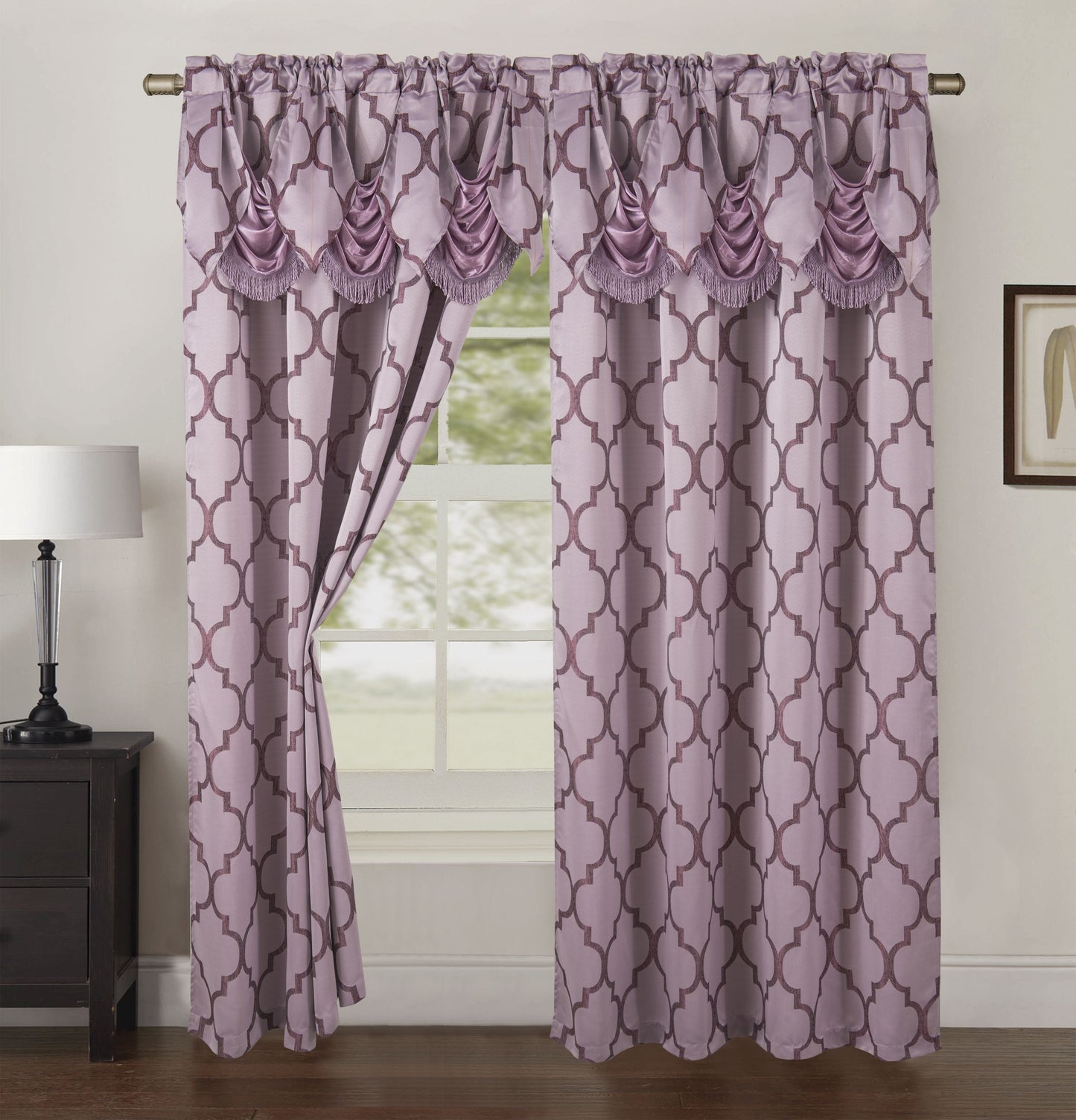 Luxury Bedding Outlet Quatrefoil Jacquard Look Curtain Panels