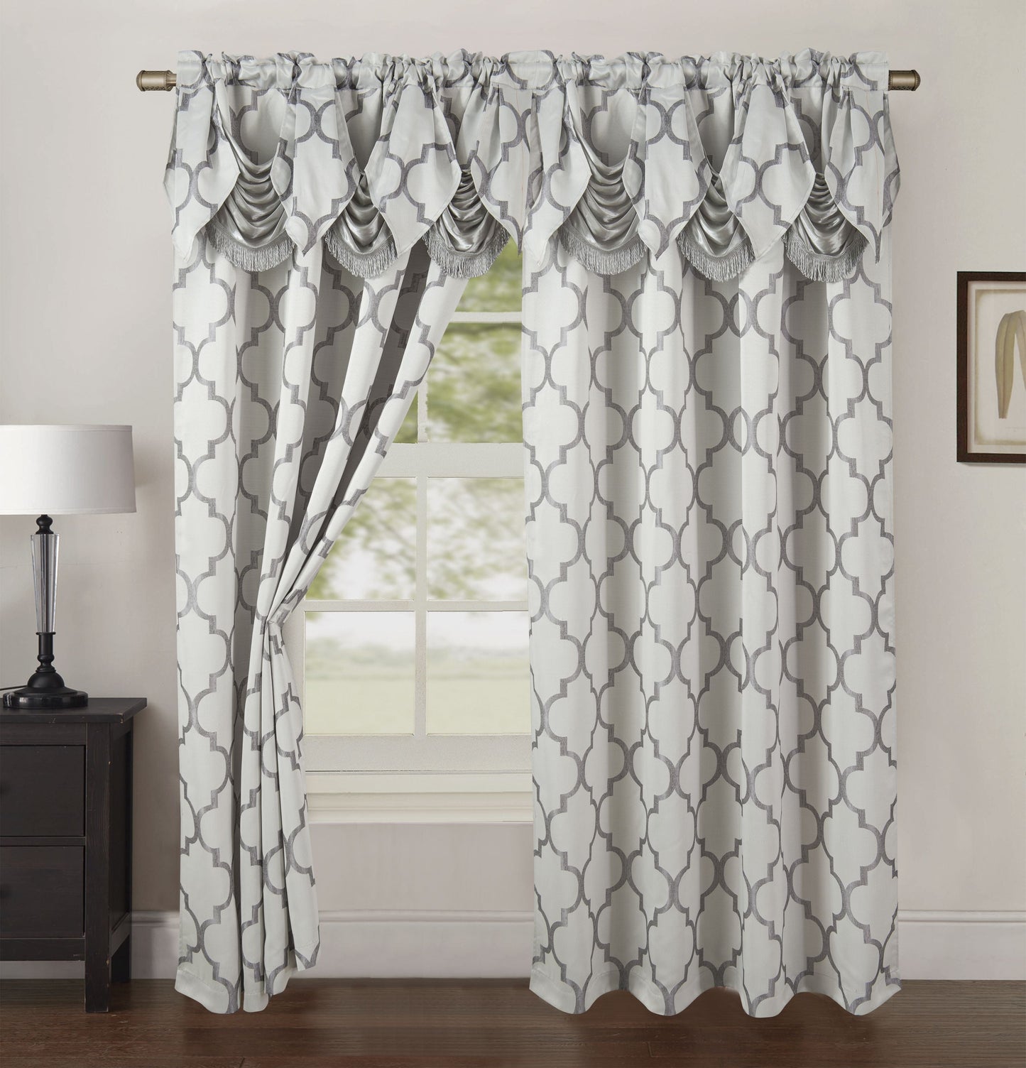 Luxury Bedding Outlet Quatrefoil Jacquard Look Curtain Panels